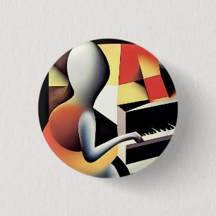 Klavierspieler - Airbrush-Kunst Button