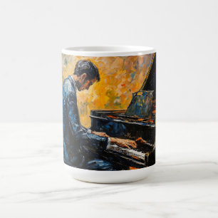 Klavierspieler - Ölmalerei Kaffeetasse