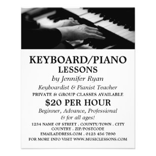 Klavierspieler, Tastatur, Klavierunterricht Flyer
