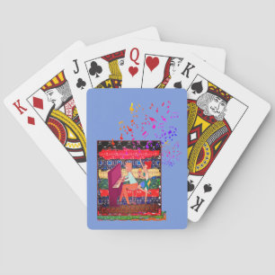 Klavierspieler und Musiknoten Spielkarten