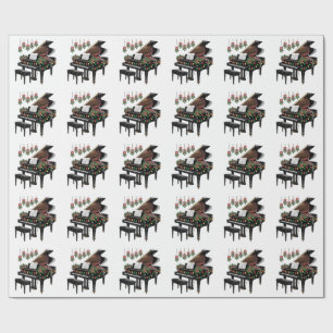 Klavierspieler Xmas-Beleuchtung Santa spielt  Geschenkpapier