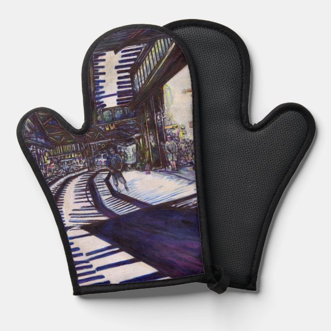 Klavierstühlen Ofenhandschuh (Vorderseite/Rückseite)