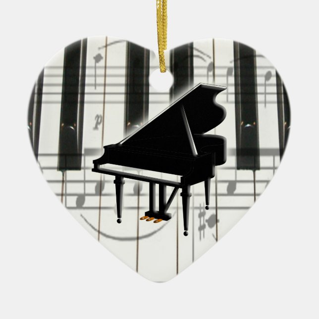 Klaviertastatur des Herzens Keramikornament (Vorne)
