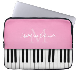 Klaviertastatur Mit Monogramm Personalisiert rosa Laptopschutzhülle