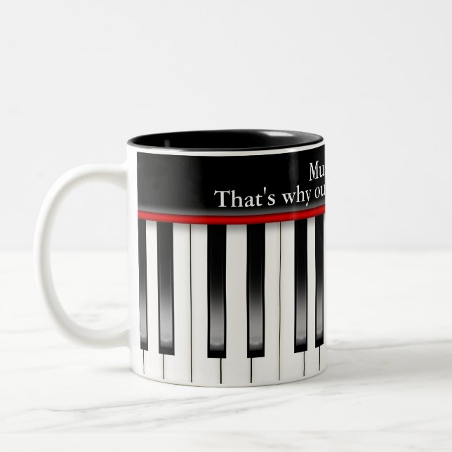 Klaviertastatur mit Musikangebot Zweifarbige Tasse (Links)