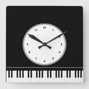 Klaviertastatur-Musical-Wanduhr Quadratische Wanduhr