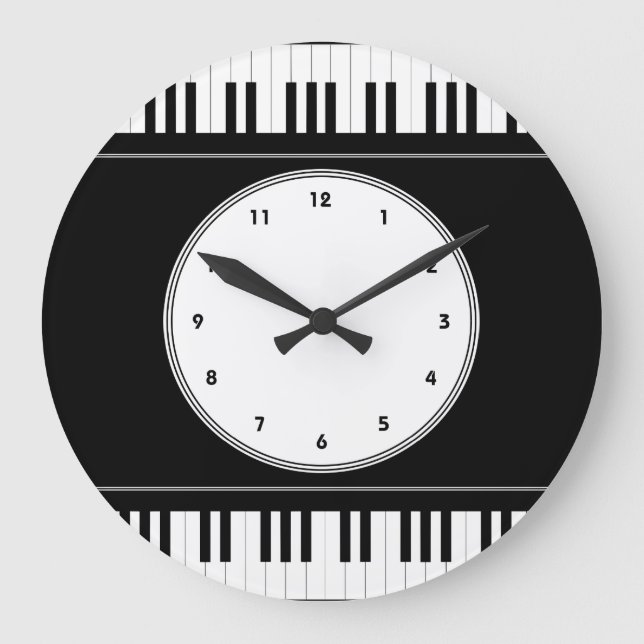 Klaviertastatur-Musik-Wanduhr Große Wanduhr (Vorderseite)