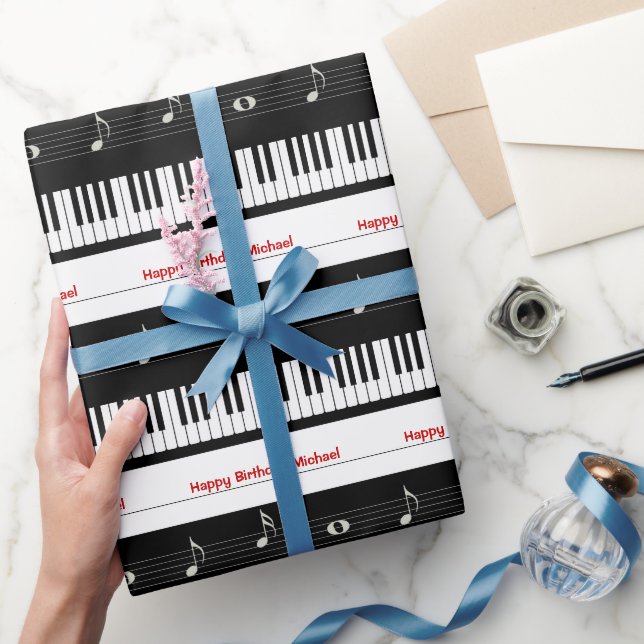 Klaviertastatur, Musiknoten, kundenspezifisch Geschenkpapier (Schenken)