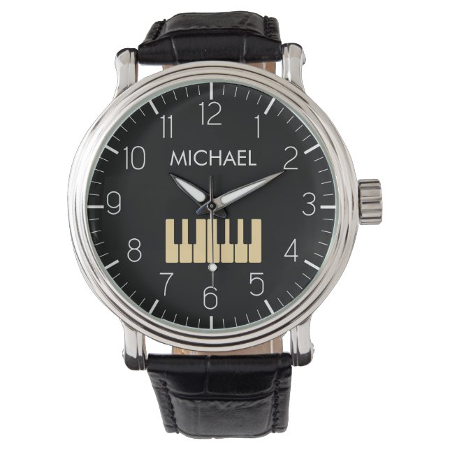 Klaviertastatur Personalisiert Musikerin Armbanduhr (Vorderseite)