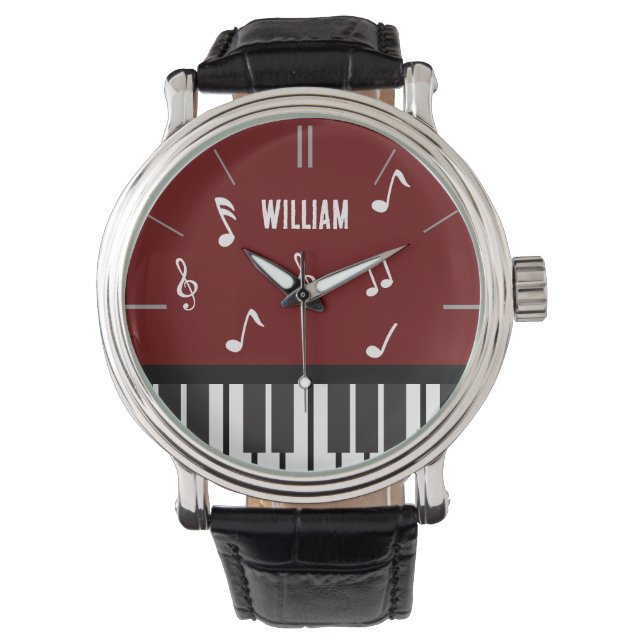 Klaviertastatur Personalisiert Musikerin Armbanduhr (Vorderseite)