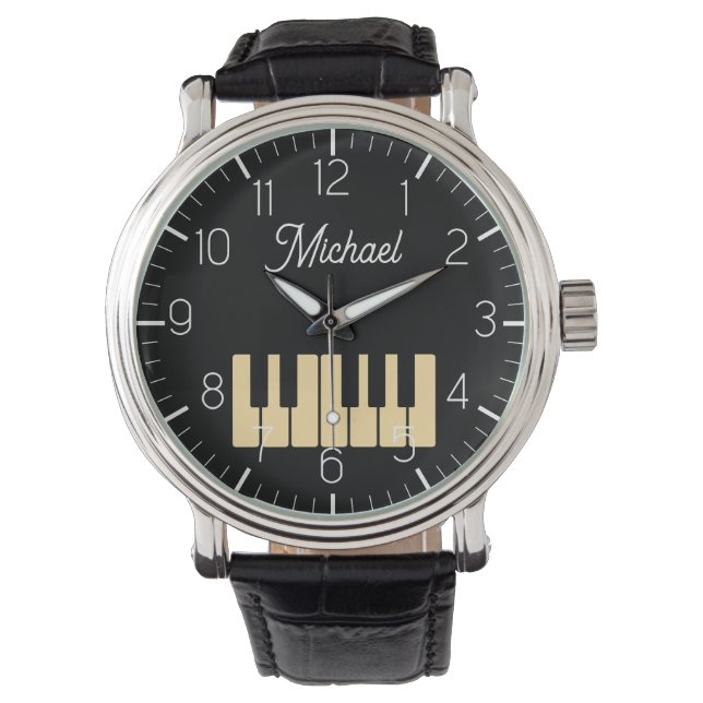Klaviertastatur Personalisiert Musikerin Armbanduhr (Vorderseite)