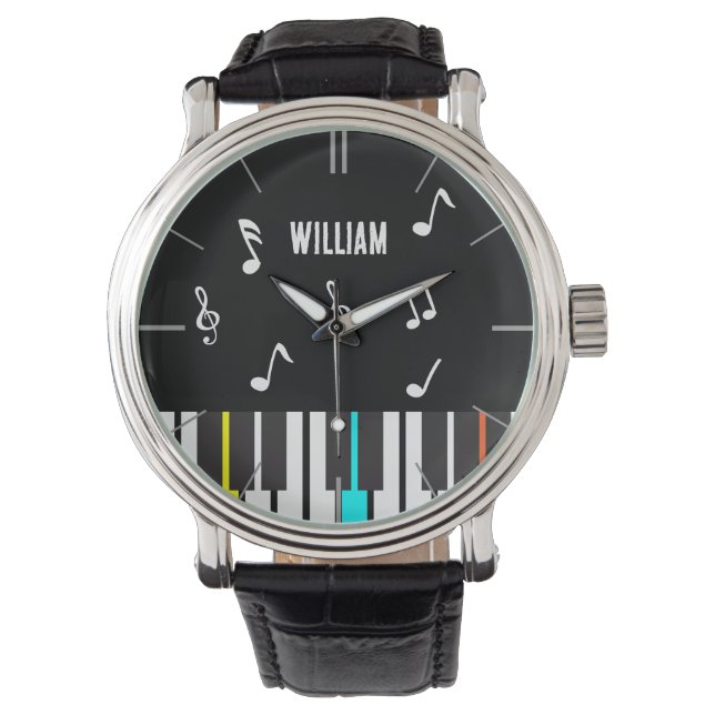 Klaviertastatur Personalisiert Musikerin Armbanduhr (Vorderseite)