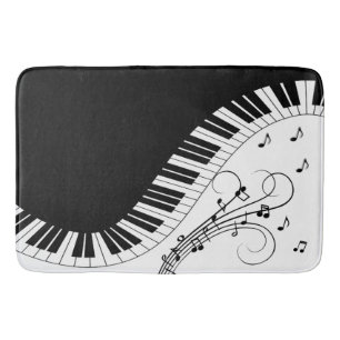 Klaviertastatur Schwarz-Weiß-Musik Design Bad m Badematte