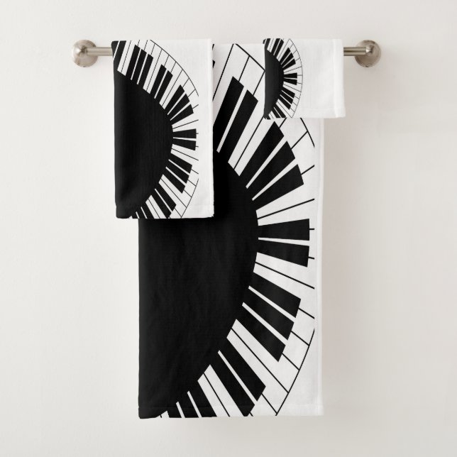 Klaviertastatur Schwarz-Weiß-Musik-Design Badhandtuch Set (Insitu)