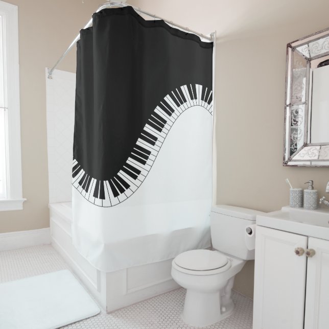Klaviertastatur Schwarz-Weiß-Musik-Design Duschvorhang (Beispiel)