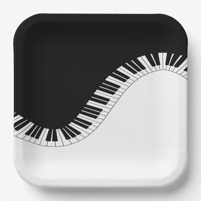 Klaviertastatur Schwarz-Weiß-Musik-Design Pappteller (Vorderseite)