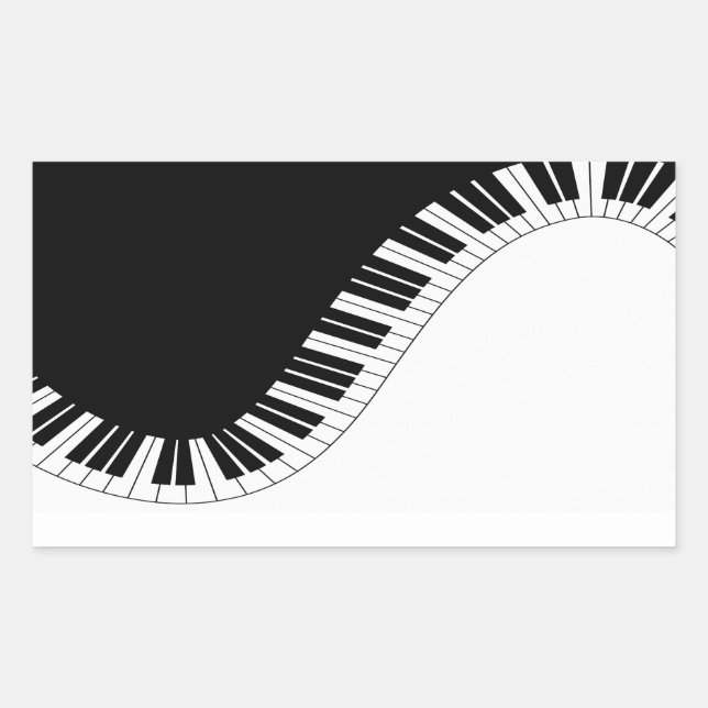 Klaviertastatur Schwarz-Weiß-Musik-Design Rechteckiger Aufkleber (Vorderseite)