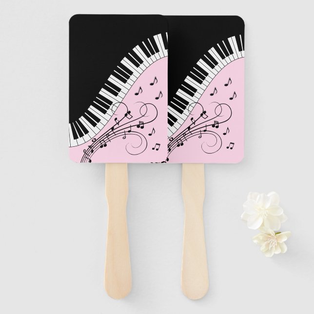 Klaviertastatur Schwarz-Weiß-Musik-Design Rosa Fächer (Vorne und Hinten)