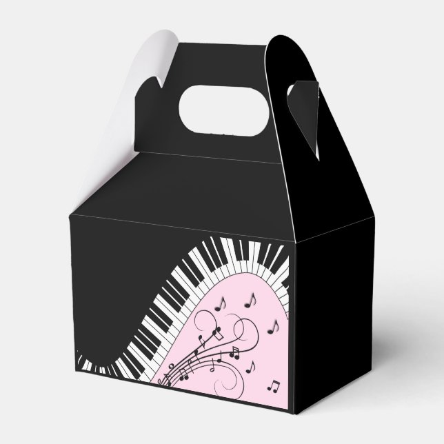 Klaviertastatur Schwarz-Weiß-Musik-Design Rosa Geschenkschachtel (Vorderseite)