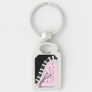 Klaviertastatur Schwarz-Weiß-Musik-Design Rosa Schlüsselanhänger