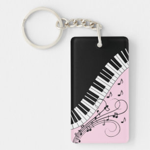 Klaviertastatur Schwarz-Weiß-Musik-Design Rosa Schlüsselanhänger