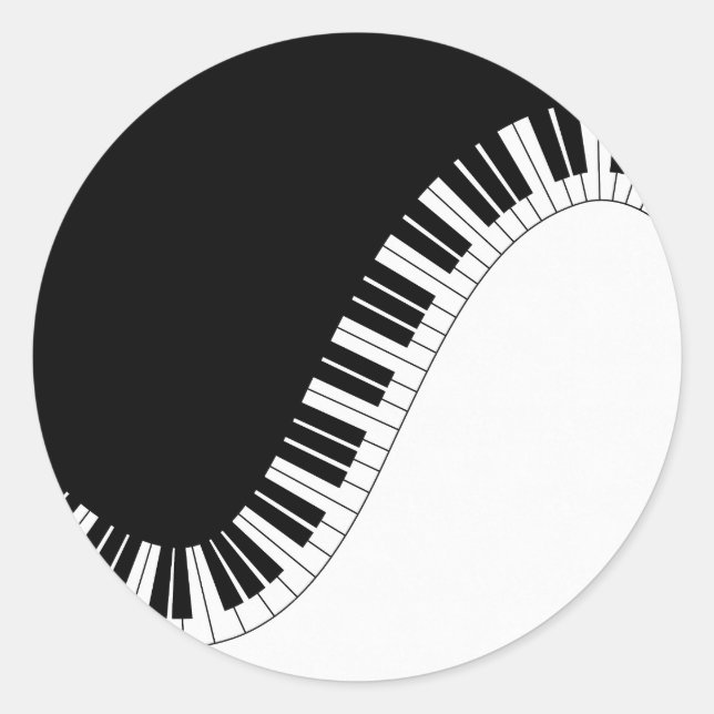 Klaviertastatur Schwarz-Weiß-Musik-Design Runder Aufkleber (Vorderseite)