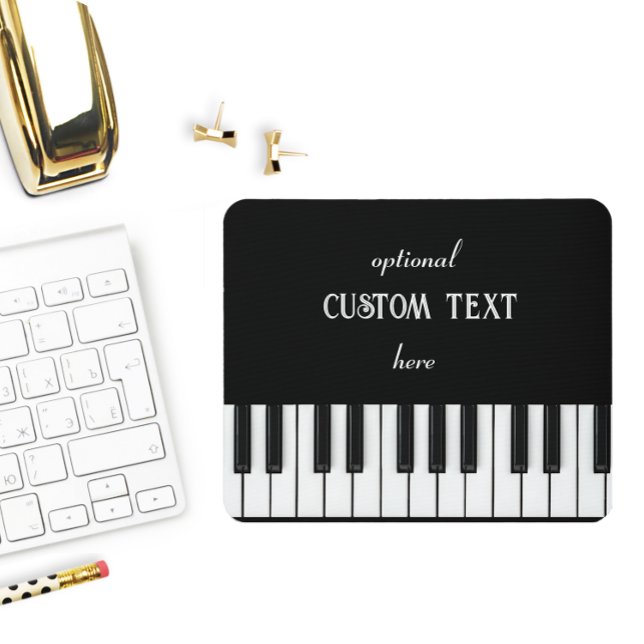 Klaviertastatur und anpassbarer Text schwarz und w Mousepad (Piano keyboard mouse mat with text you can customize)