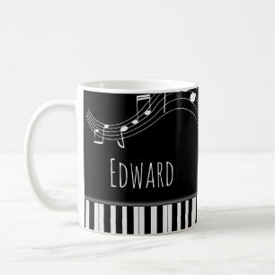 Klaviertastatur und musikalische Bemerkungen Kaffeetasse