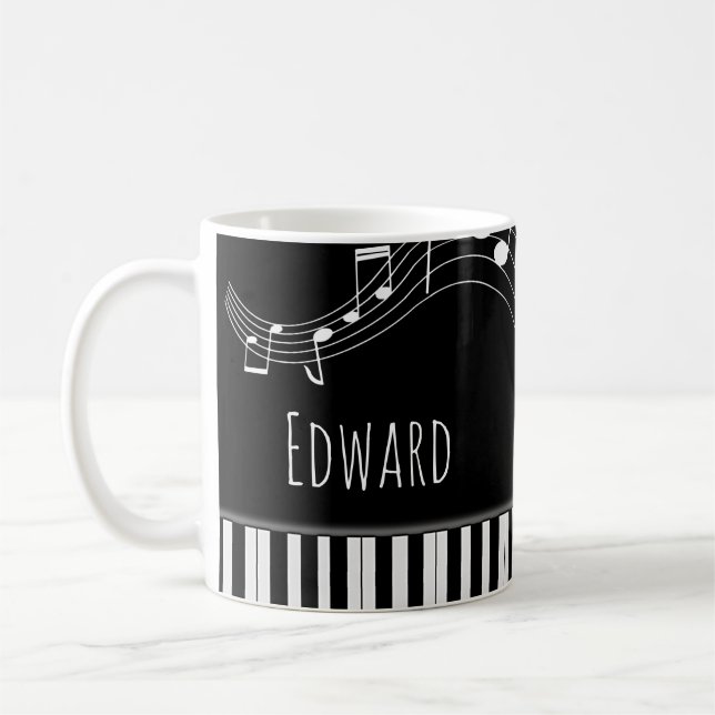Klaviertastatur und musikalische Bemerkungen Kaffeetasse (Links)