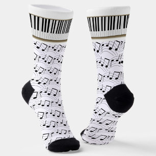 Klaviertastatur und Noten Socken