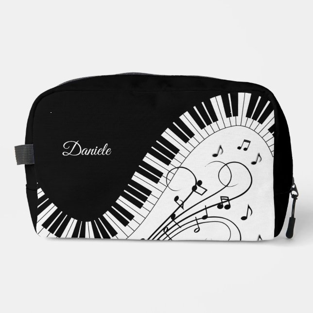 Klaviertastaturmusikdesign mit Namen Waschbeutel (Vorderseite)