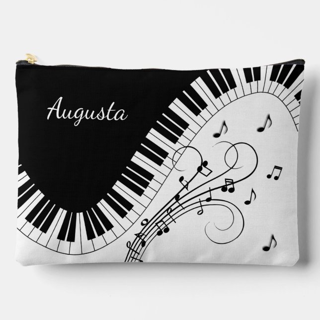 Klaviertastaturmusikdesign mit Namen Zubehörtasche (Vorderseite)
