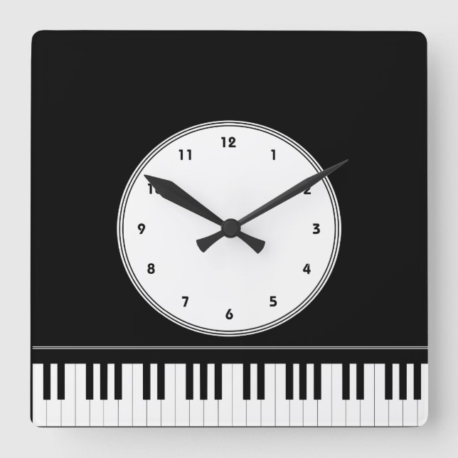 Klaviertastaturmusikuhr Quadratische Wanduhr (Vorderseite)