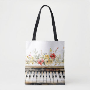 Klaviertasten & Blumenstrauß Tasche