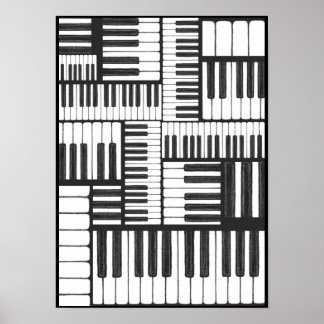 Klaviertasten in Charcomusik Kunstdruckerei Poster