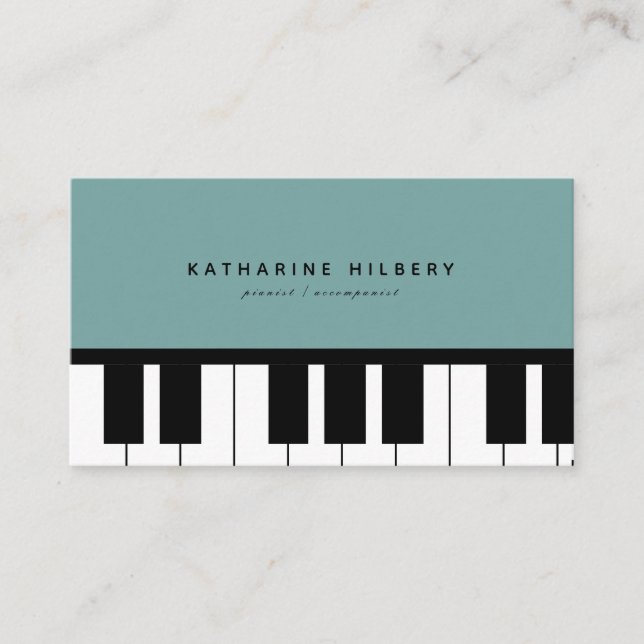 Klaviertasten Minimalistisch Blue Business Card Visitenkarte (Vorderseite)