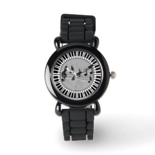 Klaviertasten mit Notenzentrum Armbanduhr