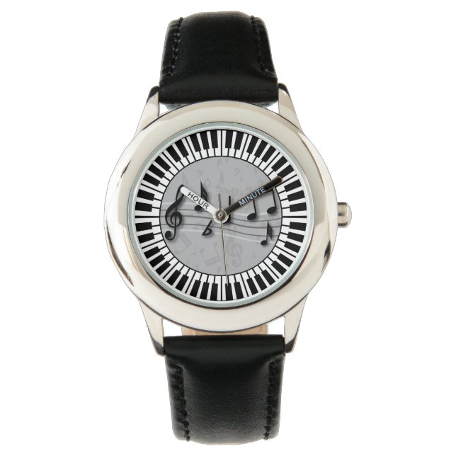 Klaviertasten mit Notenzentrum Armbanduhr (Vorderseite)