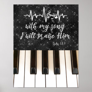 Klaviertasten mit Psalms Bible Verse Poster