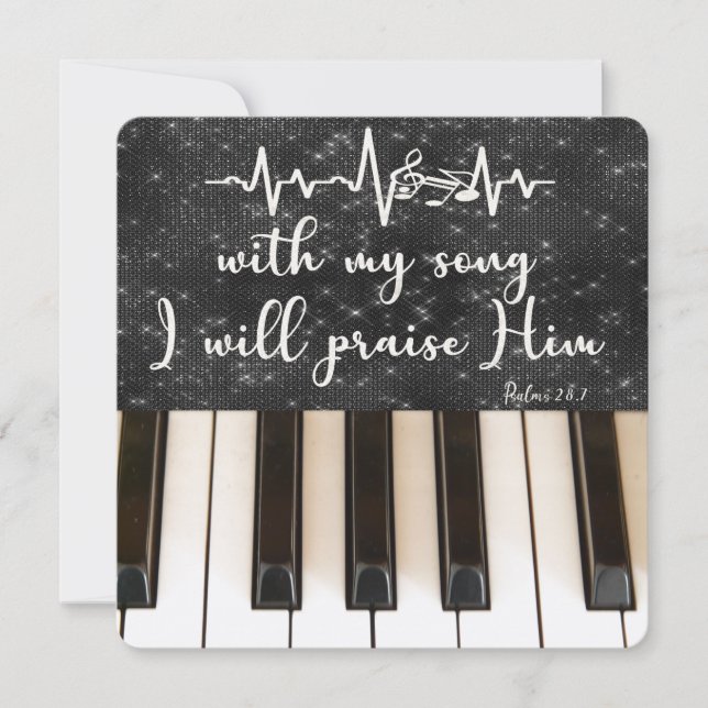Klaviertasten mit Psalms Bible Verse Quote (Vorderseite)