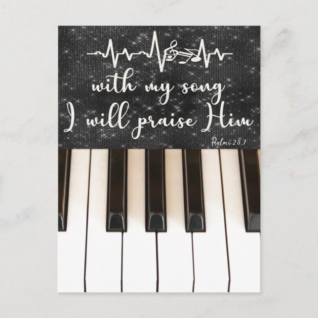 Klaviertasten mit Psalms Bible Verse Quote Postkarte (Vorderseite)