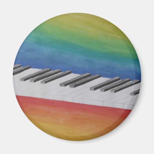 Klaviertasten mit Regenbogenfarben Magnet (Vorne)