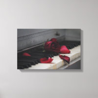 Klaviertasten mit Rote Rose