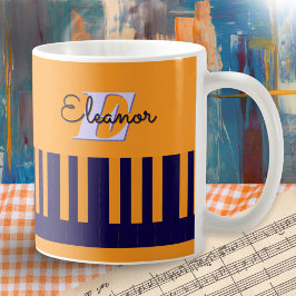 Klaviertasten Modernes Cooles Orange und Blau Mit  Kaffeetasse