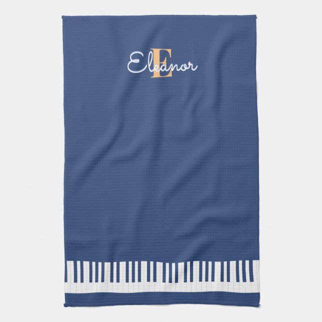 Klaviertasten Musikinstrument Monogramm Geschirrtuch (Vertikal)