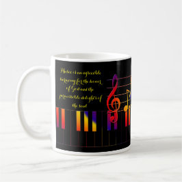 Klaviertasten, Musiknoten und Bach-Zitat Kaffeetasse