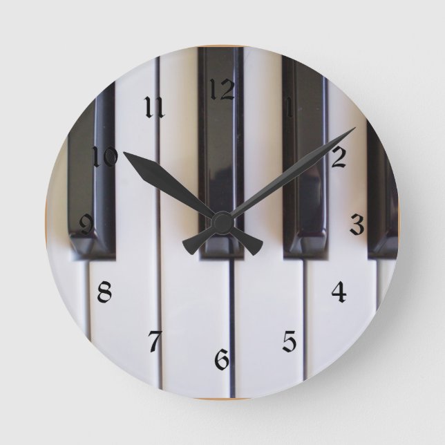 Klaviertasten Runde Wanduhr (Vorderseite)