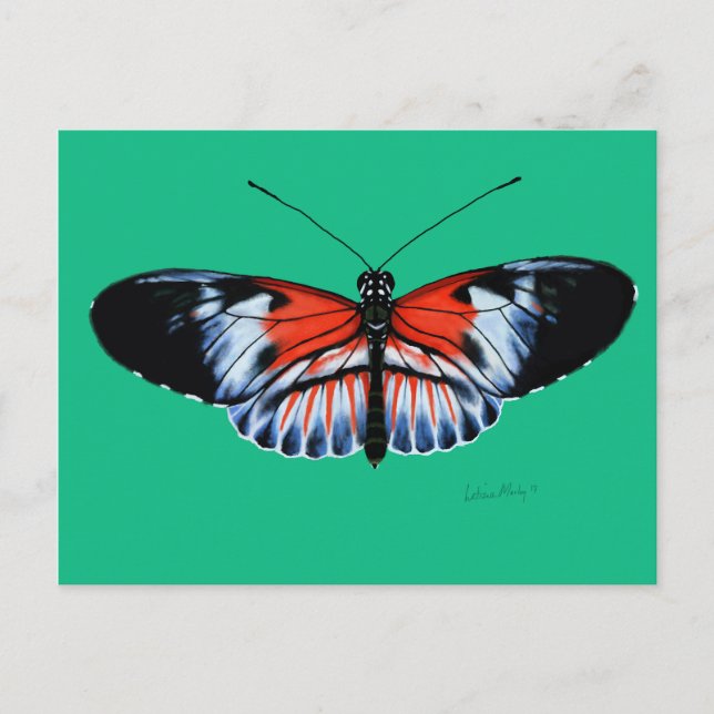 Klaviertasten Schmetterlingsgemälde mit schwarzen, Postkarte (Vorderseite)