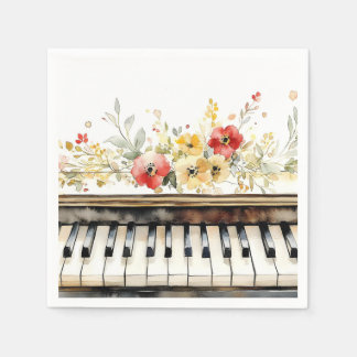 Klaviertasten und Blume Serviette