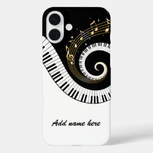 Klaviertasten und Gold-Musiknoten iPhone 16 Plus Hülle